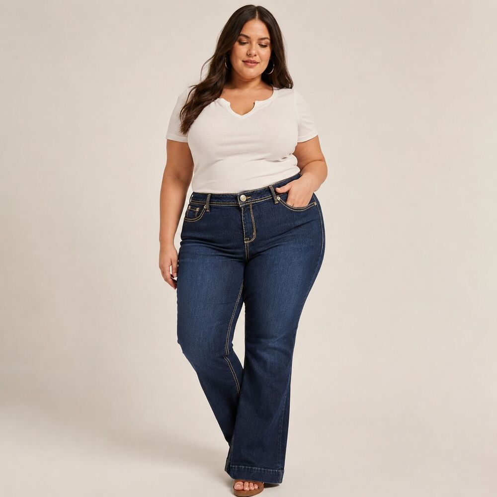 Y2K Torrid Source of Wisdom Jeans 3X Mid Dark Wash Bootcut Flare Stretch Curvy